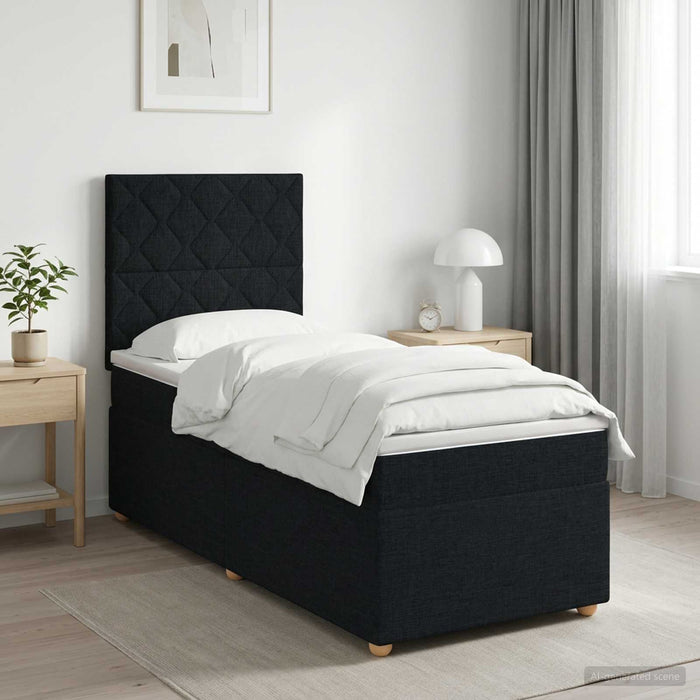 Pat boxspring cu saltea cu headboard Negru 80 x 200 cm Țesătură - WALTI WALTI