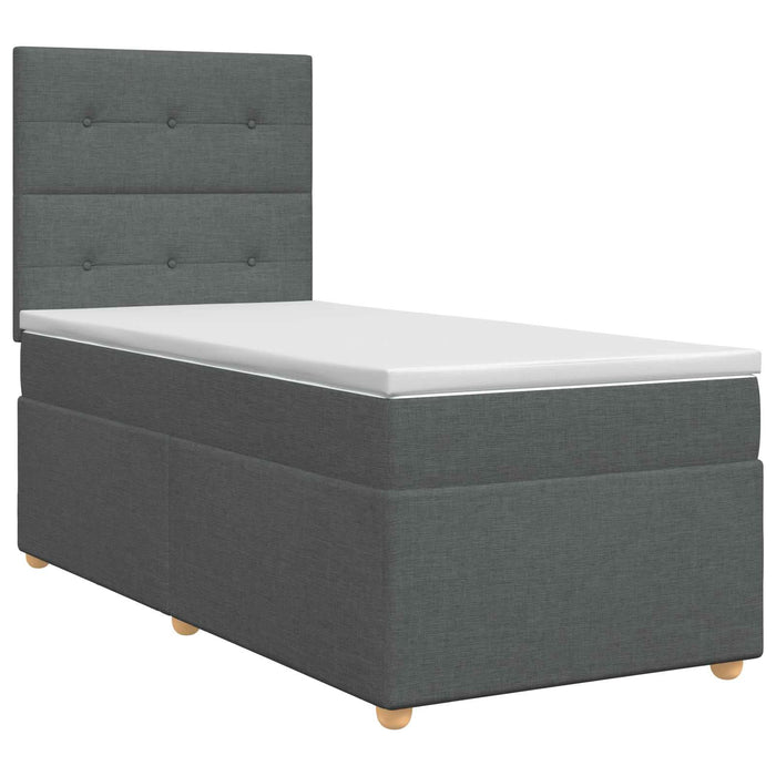 Pat boxspring cu saltea Gri închis 90 x 190 cm Țesătură WALTI