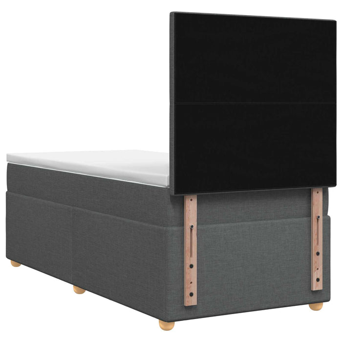Pat boxspring cu saltea Gri închis 90 x 190 cm Țesătură WALTI