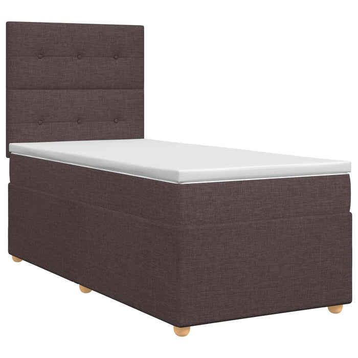 Pat boxspring cu saltea Maro închis 90 x 190 cm Țesătură WALTI