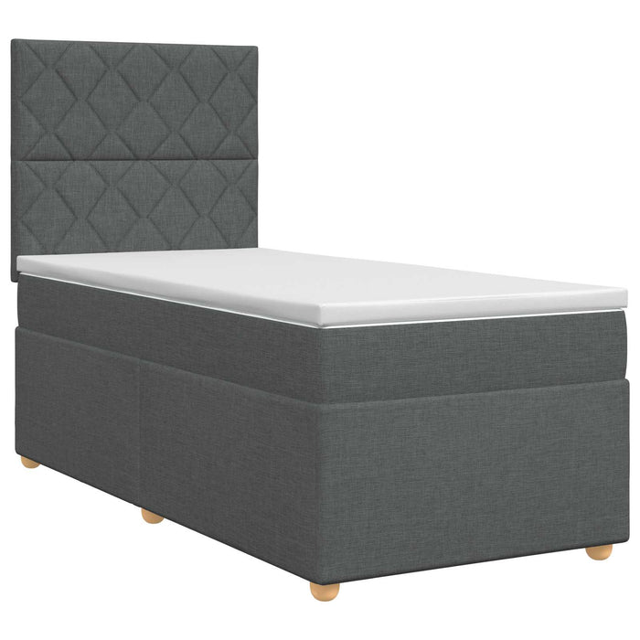Pat boxspring cu saltea Gri închis 90 x 190 cm Țesătură - WALTI WALTI