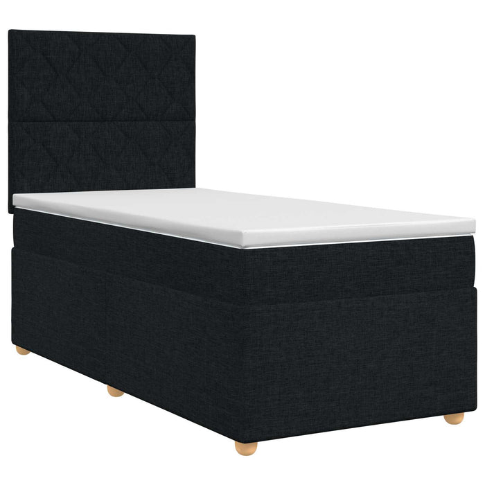 Pat boxspring cu saltea cu headboard Negru 90 x 190 cm Țesătură - WALTI WALTI