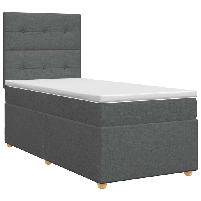 Pat boxspring cu saltea Gri închis 90 x 200 cm Țesătură WALTI
