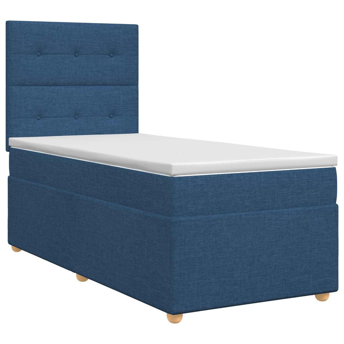 Pat boxspring cu saltea albastru 90 x 200 cm Țesătură - WALTI WALTI