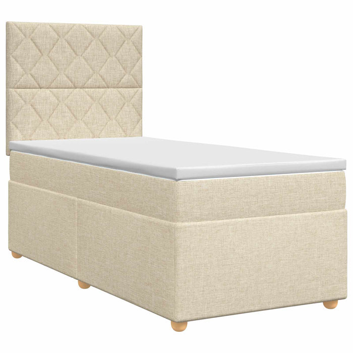 Pat boxspring cu saltea cu headboard Crem 90 x 200 cm Țesătură WALTI