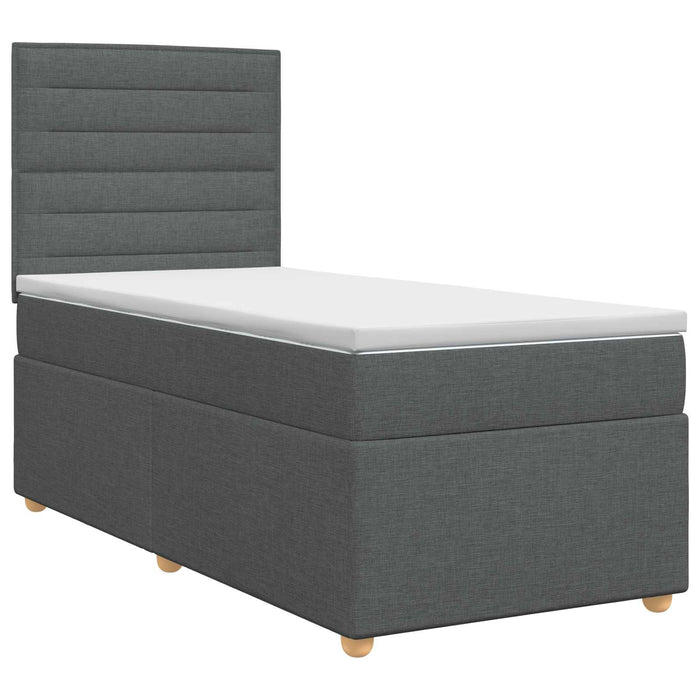Pat boxspring cu saltea Gri închis 100 x 200 cm Țesătură WALTI
