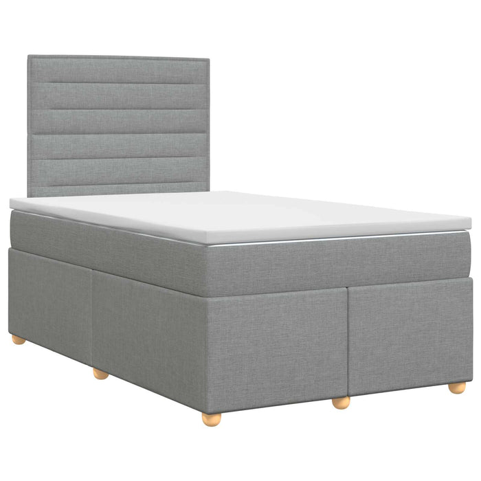 Pat boxspring cu saltea Gri deschis 120 x 190 cm Țesătură WALTI