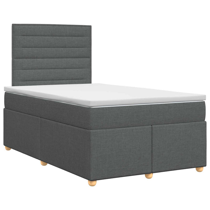 Pat boxspring cu saltea Gri închis 120 x 190 cm Țesătură WALTI