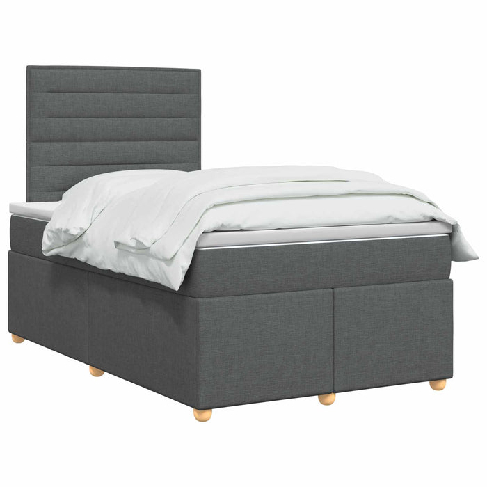 Pat boxspring cu saltea Gri închis 120 x 190 cm Țesătură WALTI