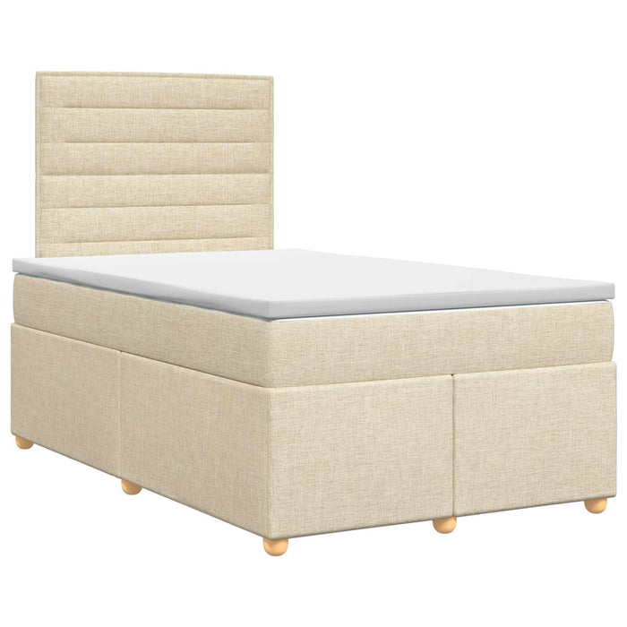 Pat boxspring cu saltea cu headboard Crem 120 x 190 cm Țesătură WALTI