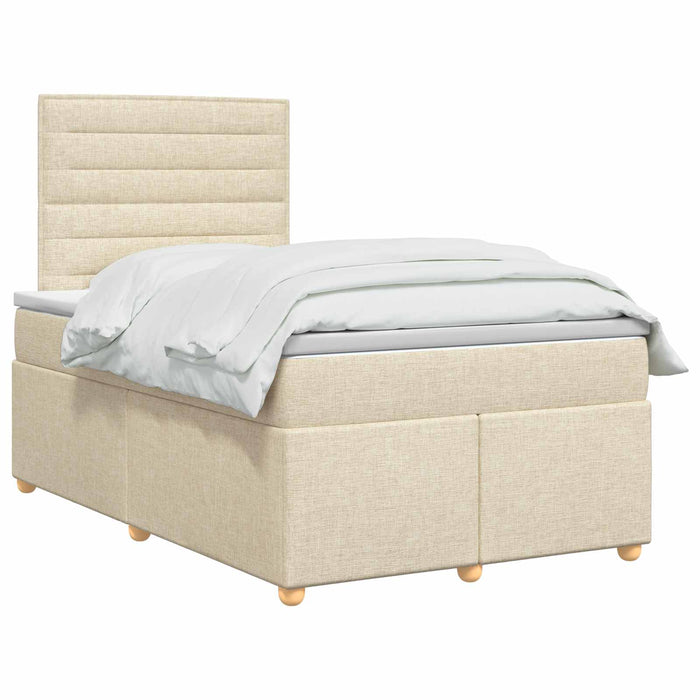 Pat boxspring cu saltea cu headboard Crem 120 x 190 cm Țesătură WALTI