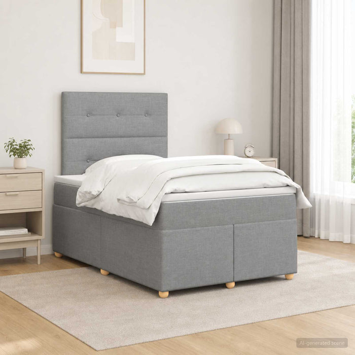 Pat boxspring cu saltea Gri deschis 120 x 190 cm Țesătură - WALTI WALTI