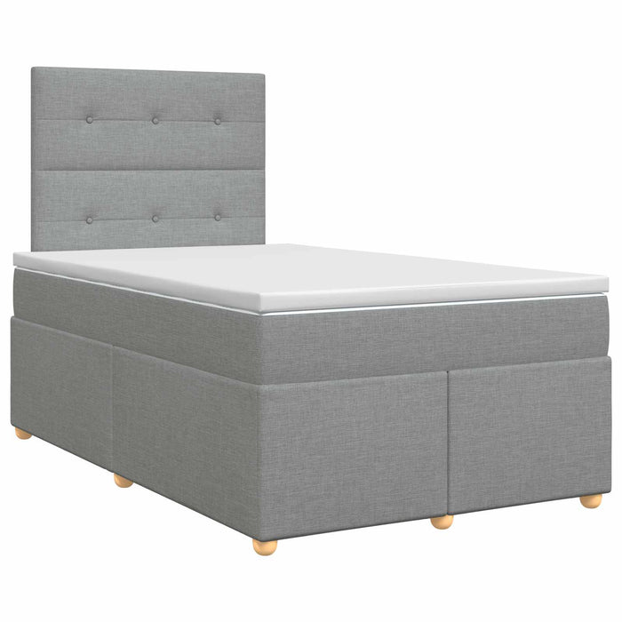 Pat boxspring cu saltea Gri deschis 120 x 190 cm Țesătură - WALTI WALTI