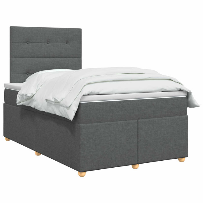 Pat boxspring cu saltea Gri închis 120 x 190 cm Țesătură - WALTI WALTI