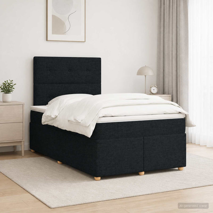 Pat boxspring cu saltea Negru 120 x 200 cm Țesătură - WALTI WALTI