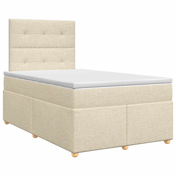 Pat boxspring cu saltea cu headboard Crem 120 x 190 cm Țesătură WALTI