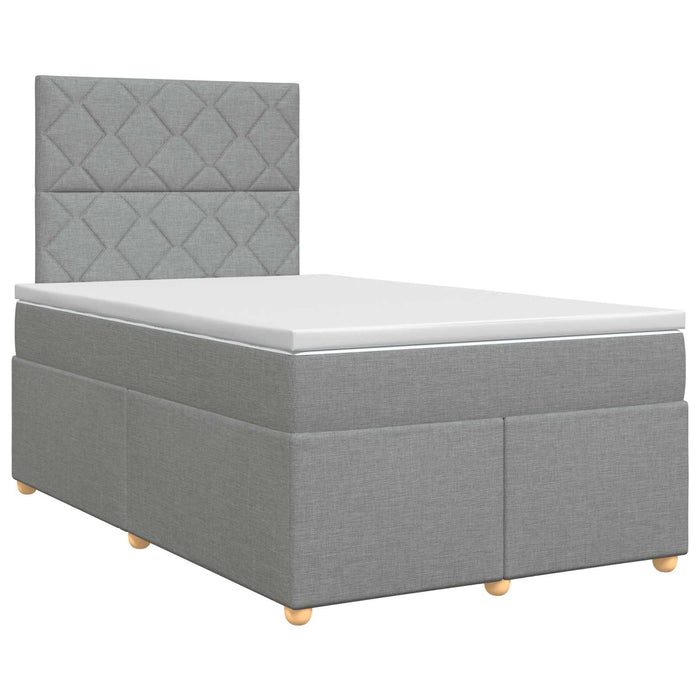 Pat boxspring cu saltea Gri deschis 120 x 190 cm Țesătură WALTI