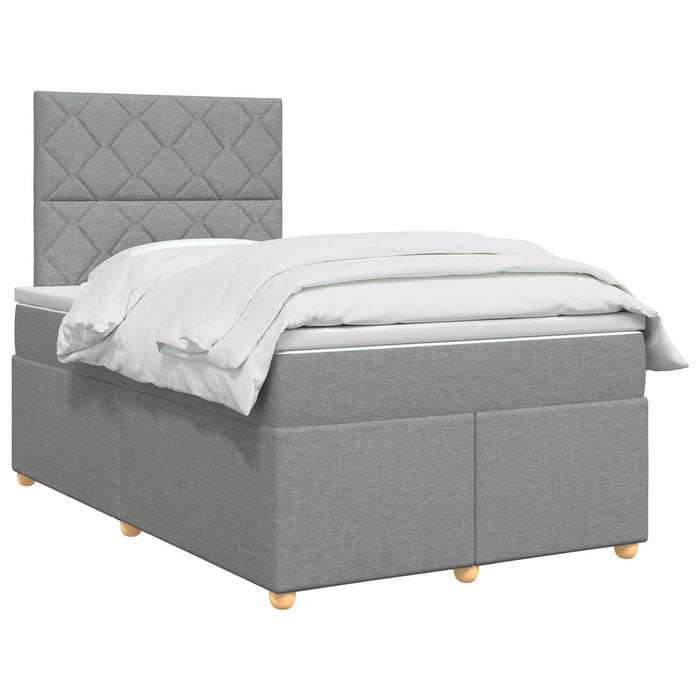 Pat boxspring cu saltea Gri deschis 120 x 190 cm Țesătură WALTI