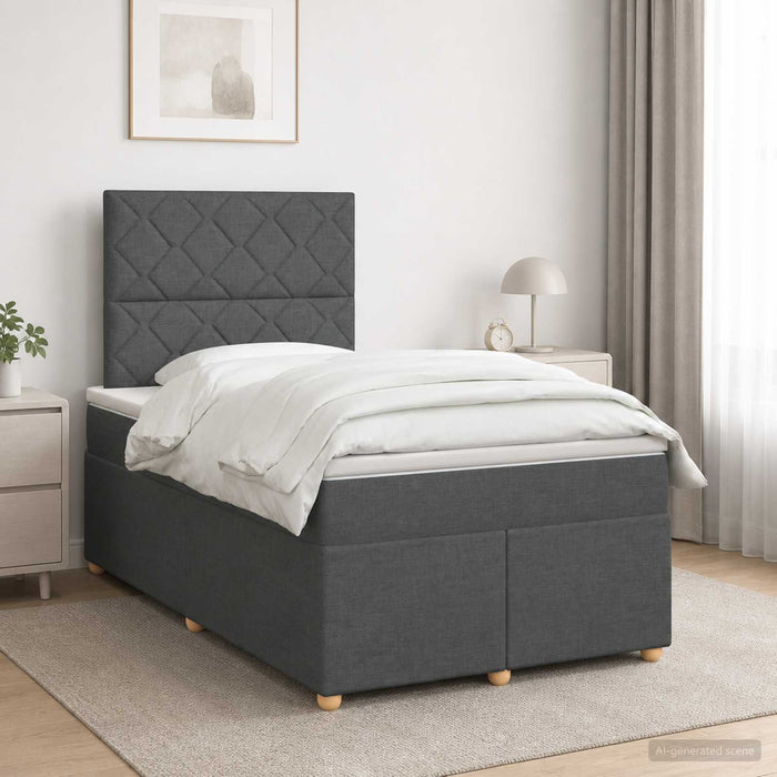 Pat boxspring cu saltea Gri închis 120 x 190 cm Țesătură - WALTI WALTI