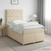 Pat boxspring cu saltea cu headboard Crem 120 x 190 cm Țesătură - WALTI WALTI
