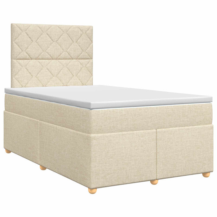 Pat boxspring cu saltea cu headboard Crem 120 x 190 cm Țesătură - WALTI WALTI