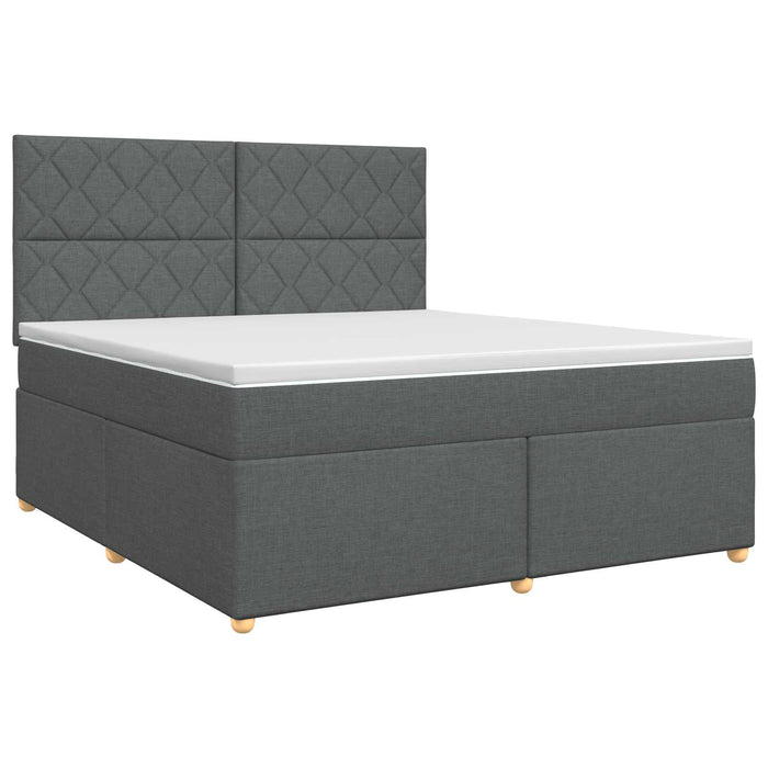 Pat boxspring cu saltea Gri închis 140 x 190 cm Țesătură WALTI
