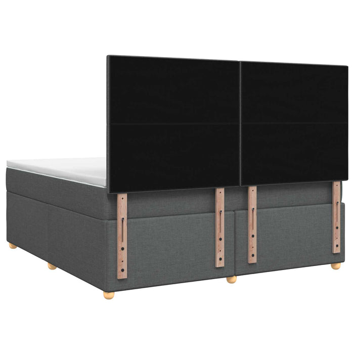 Pat boxspring cu saltea Gri închis 140 x 190 cm Țesătură WALTI