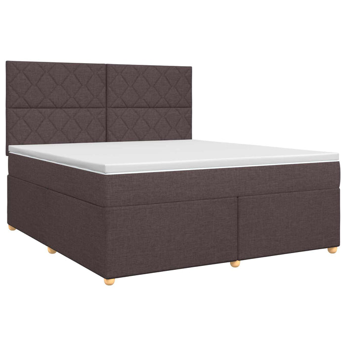 Pat boxspring cu saltea Maro închis 140 x 190 cm Țesătură WALTI