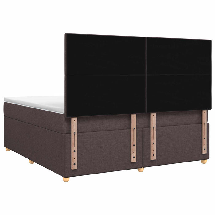 Pat boxspring cu saltea Maro închis 140 x 190 cm Țesătură WALTI