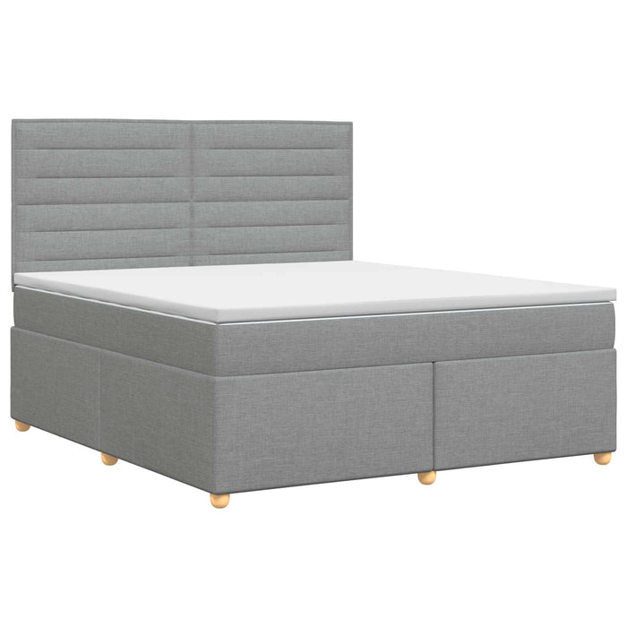 Pat boxspring cu saltea Gri deschis 140 x 200 cm Țesătură WALTI