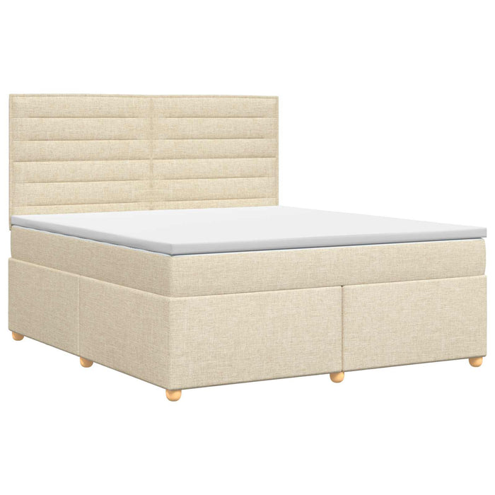 Pat boxspring cu saltea cu headboard Crem 140 x 200 cm Țesătură WALTI