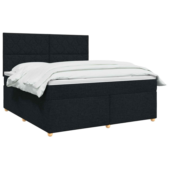 Pat boxspring cu saltea Negru 140 x 200 cm Țesătură WALTI