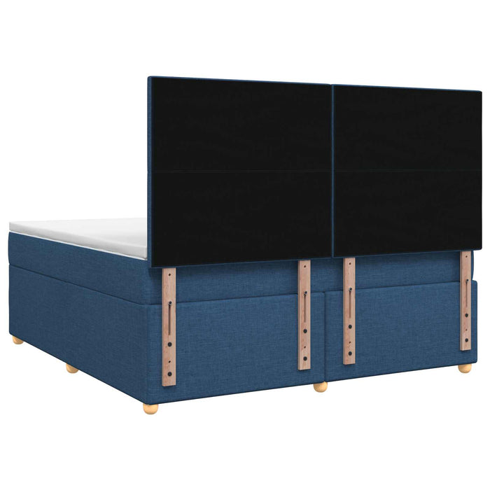 Pat boxspring cu saltea albastru 140 x 200 cm Țesătură WALTI