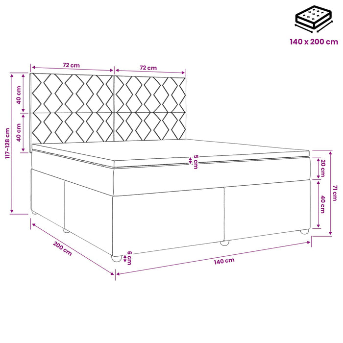 Pat boxspring cu saltea albastru 140 x 200 cm Țesătură WALTI