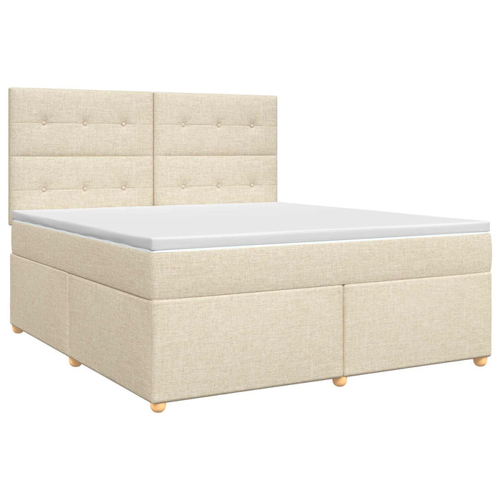 Pat boxspring cu saltea cu headboard Crem 160 x 200 cm Țesătură WALTI