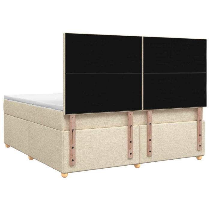 Pat boxspring cu saltea cu headboard Crem 160 x 200 cm Țesătură WALTI