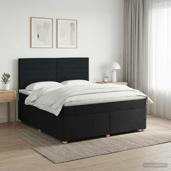 Pat boxspring cu saltea Negru 180 x 200 cm Țesătură WALTI