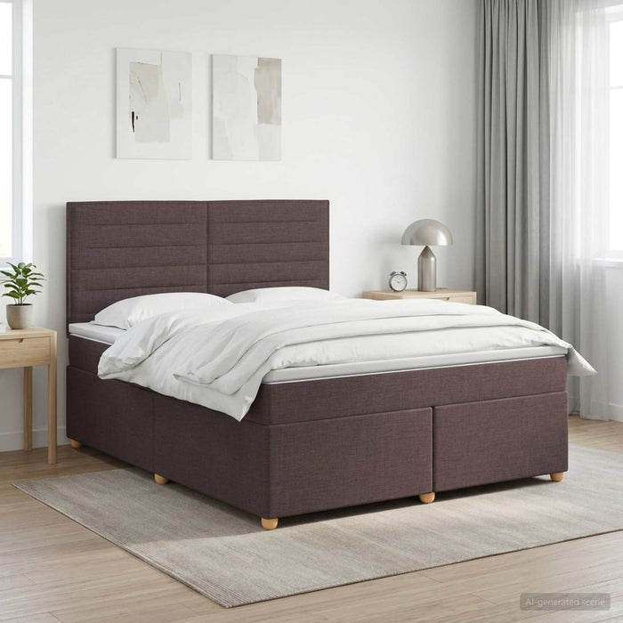 Pat boxspring cu saltea Maro închis 140 x 200 cm Țesătură WALTI