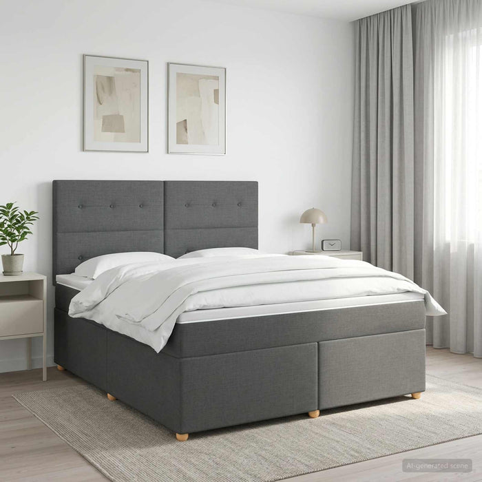Pat boxspring cu saltea Gri închis 180 x 200 cm Țesătură WALTI