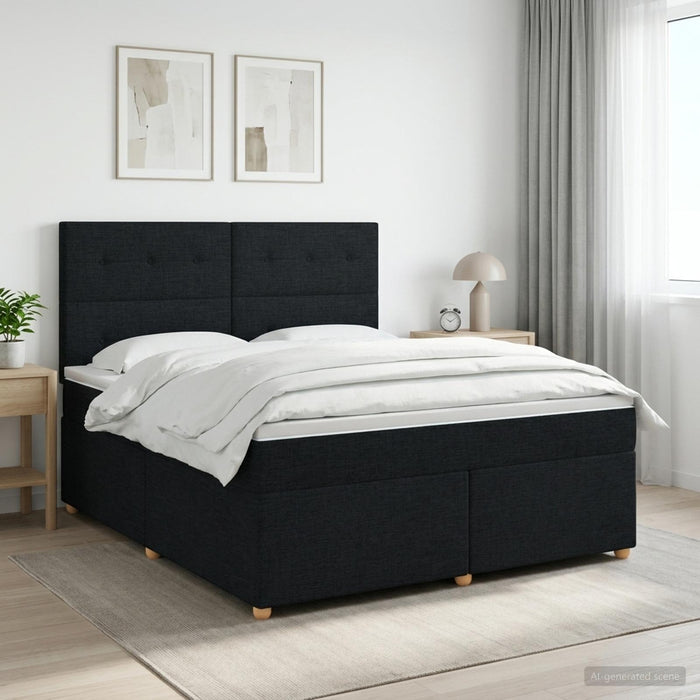 Pat boxspring cu saltea Negru 140 x 200 cm Țesătură - WALTI WALTI