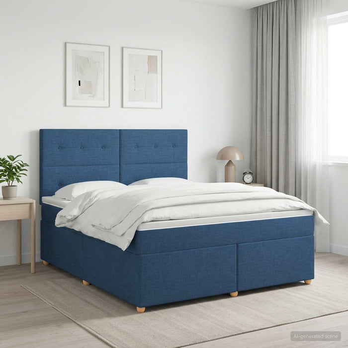 Pat boxspring cu saltea albastru 180 x 200 cm Țesătură - WALTI WALTI
