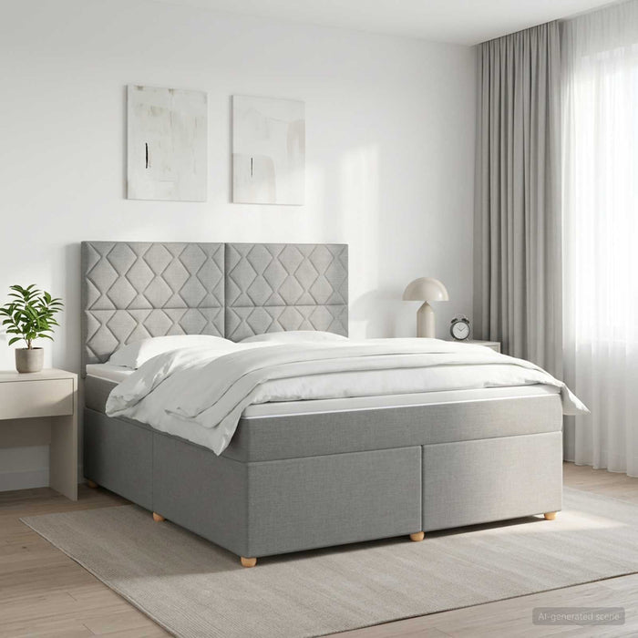 Pat boxspring cu saltea Gri deschis 140 x 200 cm Țesătură - WALTI WALTI
