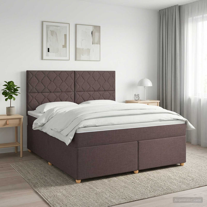 Pat boxspring cu saltea Maro închis 140 x 200 cm Țesătură WALTI