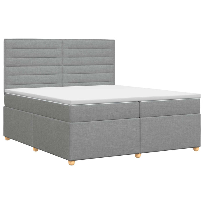 Pat boxspring cu saltea Gri deschis 200 x 200 cm Țesătură WALTI