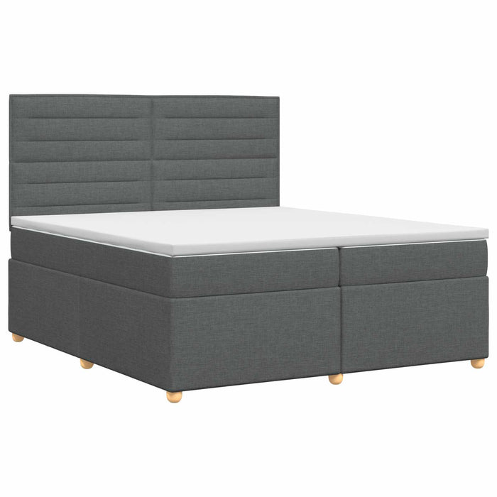 Pat boxspring cu saltea Gri închis 200 x 200 cm Țesătură WALTI