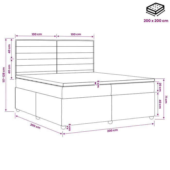 Pat boxspring cu saltea Maro închis 200 x 200 cm Țesătură WALTI