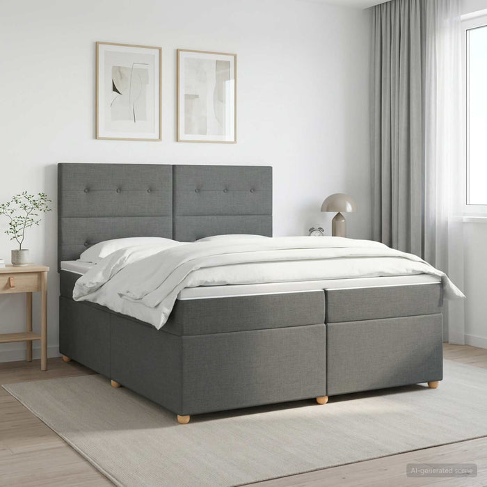 Pat boxspring cu saltea Gri închis 200 x 200 cm Țesătură - WALTI WALTI