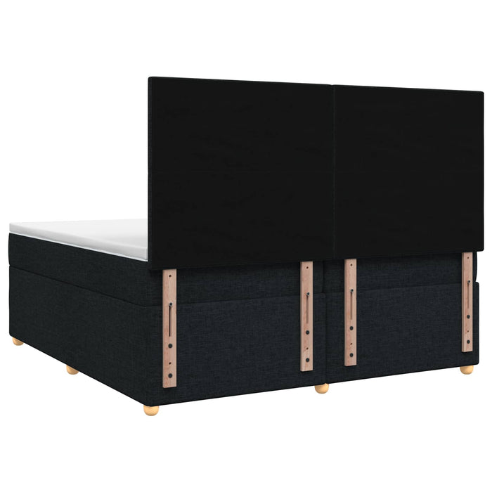Pat boxspring cu saltea Negru 200 x 200 cm Țesătură - WALTI WALTI