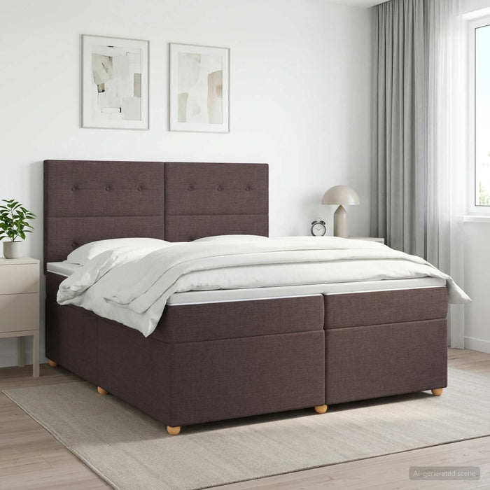 Pat boxspring cu saltea Maro închis 200 x 200 cm Țesătură WALTI