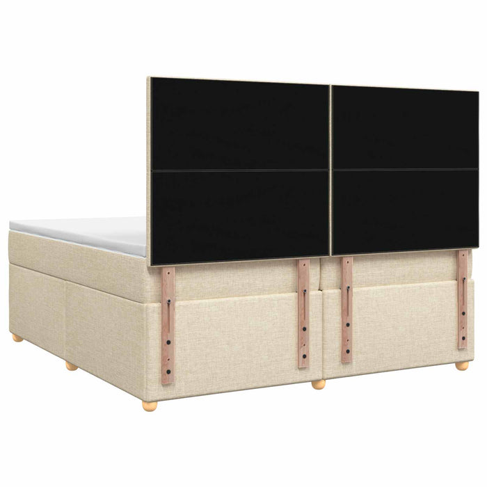 Pat boxspring cu saltea cu headboard Crem 200 x 200 cm Țesătură - WALTI WALTI